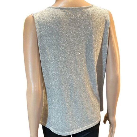(5 for $25) Compositions Silk Silver Sparkle Sleeveless Blouse Shell size Large - Picture 2 of 6